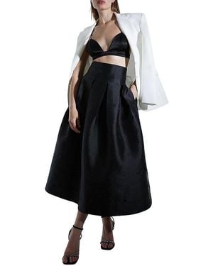 Karen Millen Twill Woven Prom Midi Skirt - Black
