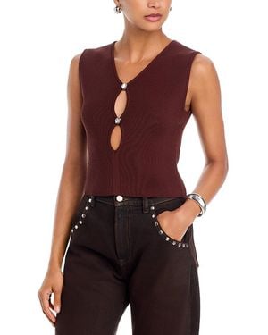 Aqua Shine Knit Button Tank - Purple