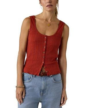 Faherty Paradise Pointelle Cami Cardigan - Red