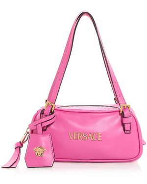 Versace Tag Bowling Leather Shoulder Bag - Pink