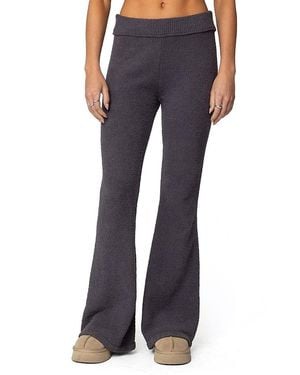 Edikted Plush Flared Pants - Blue