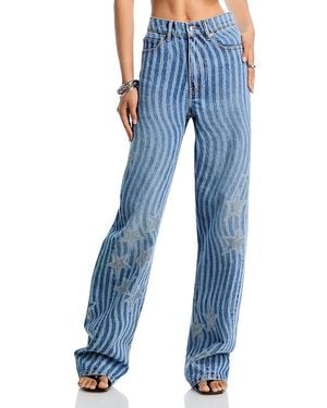T By Alexander Wang Alexanderwang. T Float Stars And Stripes High Rise Loose Fit Jeans - Blue
