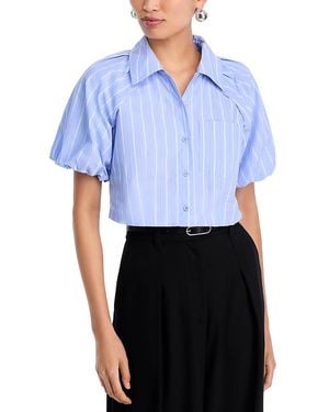 Steve Madden Reece Striped Puff Sleeve Shirt - Blue