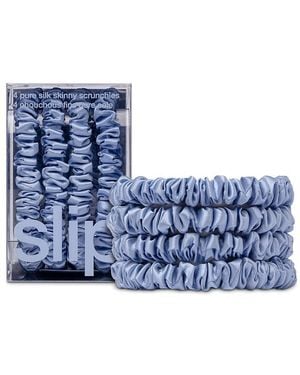 Slip Pure Silk Back To Basics Skinny Scrunchies - Blue