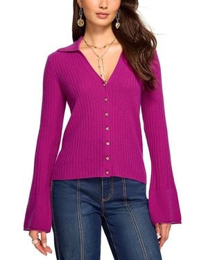 Ramy Brook Cathy Cashmere Collared Cardigan - Purple