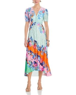 Saloni Lea Silk Dress - White