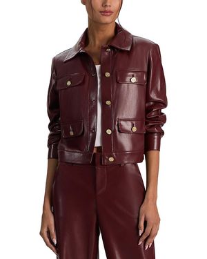 Alice + Olivia Alex Faux Leather Boxy Jacket - Red