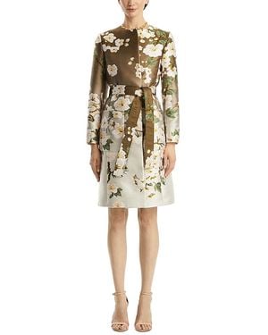 Oscar de la Renta Cherry Blossom Degrade Jacquard Coat - Natural