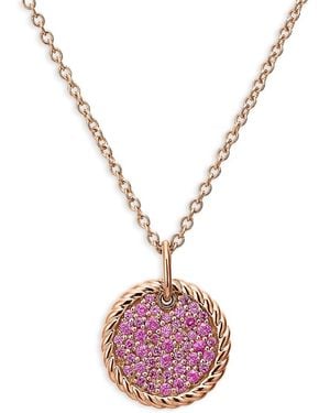 David Yurman Pave Plate Necklace - Pink