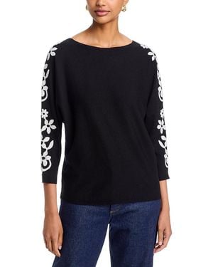 Sioni Embroidered Dolman Sleeve Sweater - Black