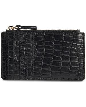 Whistles Croc Embossed Leather Card Holder - Black