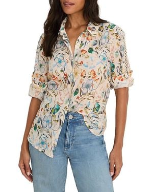 NIC+ZOE Crochet Trim Shirt - Blue