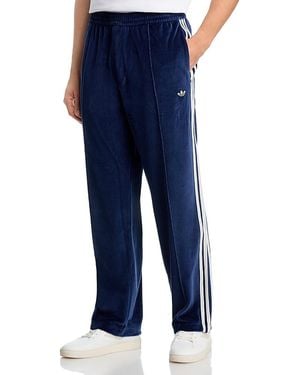 adidas Three Stripe Velour Trousers - Blue