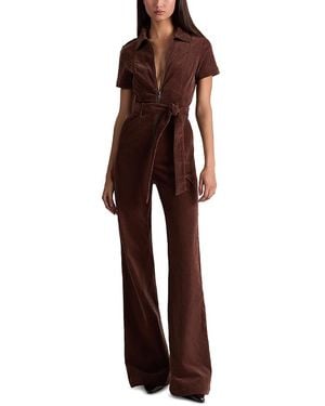 Alice + Olivia Corduroy Wide Leg Jumpsuit - Red
