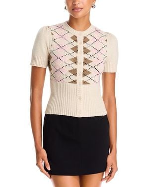 Danielle Guizio The Sweet Argyle Cardigan - White