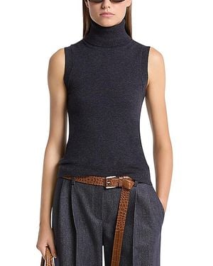 Michael Kors Cashmere Sleeveless Turtleneck Sweater - Blue