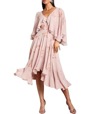 Coast Embellished Frill Cape Midi Dress - Pink