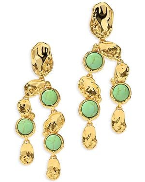 Alexis Brut Reconstituted Mojave & Hammered Disc Chandelier Earrings - White