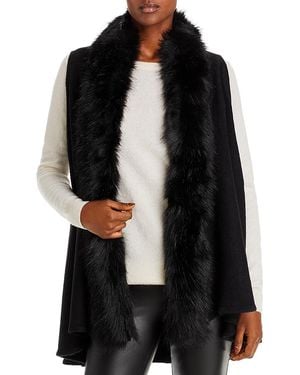 Surell Faux Fur Trimmed Knit Vest - Black