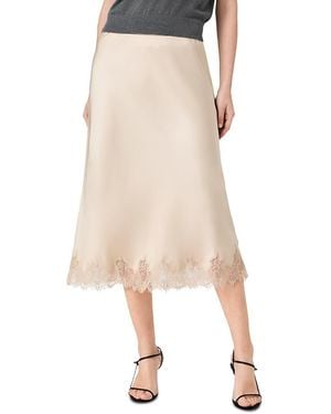 French Connection Ennis Satin Lace Midi Skirt - Natural