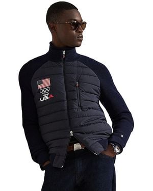 Polo Ralph Lauren Team Usa Hybrid Full Zip Sweater - Blue