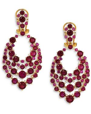 Nadri Starlet Stone Mosaic Drop Earrings - Red