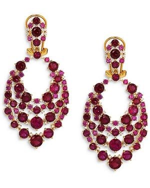Nadri Starlet Stone Mosaic Drop Earrings - Red