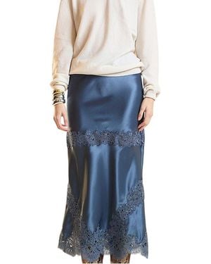 Cynthia Rowley Satin Lace Skirt - Blue