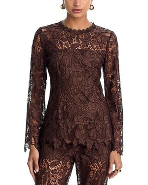 Aqua Lace Long Sleeved Tunic Top - Brown