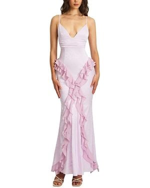 Miss Circle Paolina Jacquard Ruffle Mermaid Maxi Dress - Purple