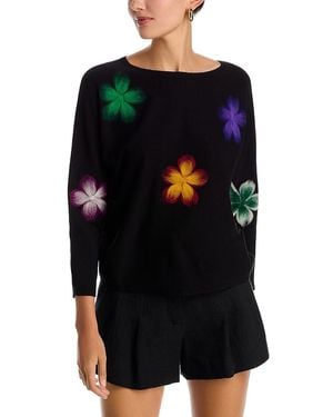 Sioni Floral Embroidered Dolman Sleeve Sweater - Black