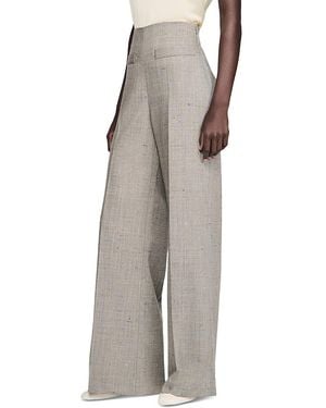 Sandro Leyo Wide Leg Checkered Pants - Gray