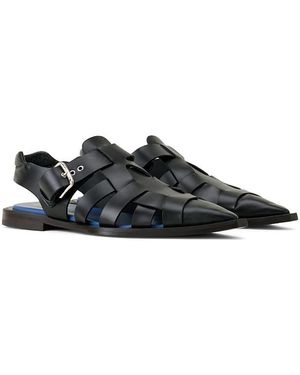 Lanvin Pointed-Toe Leather Sandals - Black