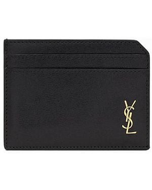 Saint Laurent Tiny Cassandre Open Card Case - Black