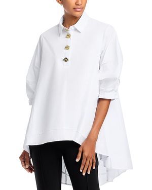 Nancy Yang Embellished High Low Top - White