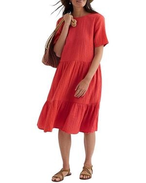 Seasalt Cornwall Pebble Comb Double Gauze Dress - Red