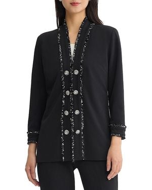 Ming Wang Plus Stretch Deco Crepe Eyelash Jacket - Black