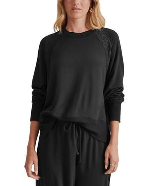 Splendid Supersoft Lace Trim Crewneck Sweater - Black