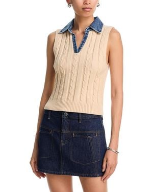 Six Fifty Monica Sleeveless Mixed Media Sweater - Blue