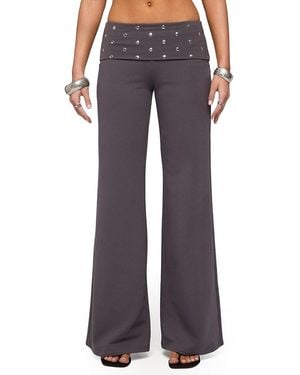 Edikted Breanna Studded Foldover Wide Leg Pants - Purple