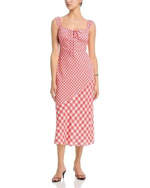 Aqua Gingham Midi Dress - Pink