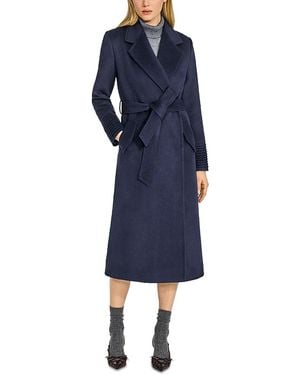 Sentaler Long Notch Collar Wrap Coat - Blue