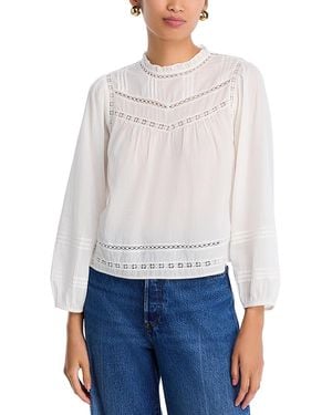 Rails Reya Pintuck Open Lace Blouse - White