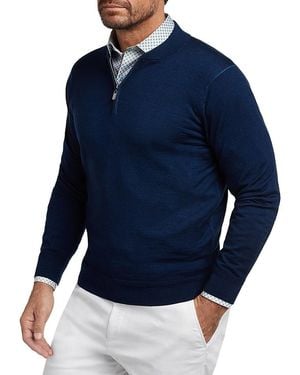 David Donahue Skipper Merino Wool Blend Quarter Zip Sweater - Blue