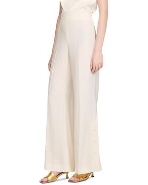 Sandro Tobias Buttoned Slit Straight Leg Pants - Natural