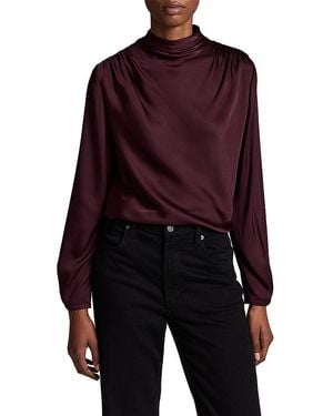 Vince Draped Cowl Neck Long Sleeve Top - Purple