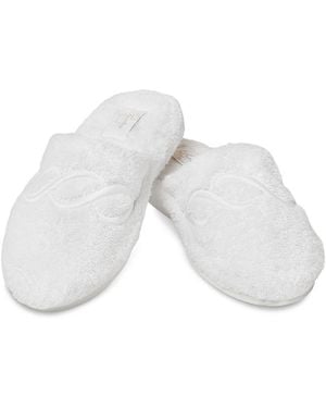 Pratesi Treccia Braid Embroidery Slippers - White