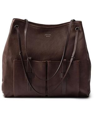 Prada Route Extra-Large Leather Bag - Brown