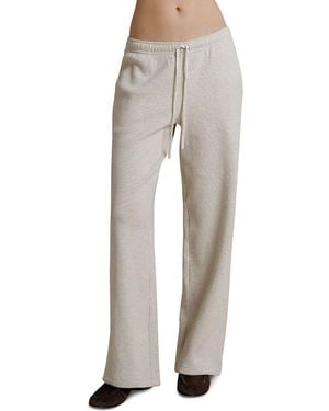 PERFECTWHITETEE Zadie Cotton Waffle Drawcord Pants - Gray
