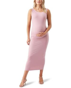 Ripe Maternity Luxe Knit Off Shoulder Dress - Pink
